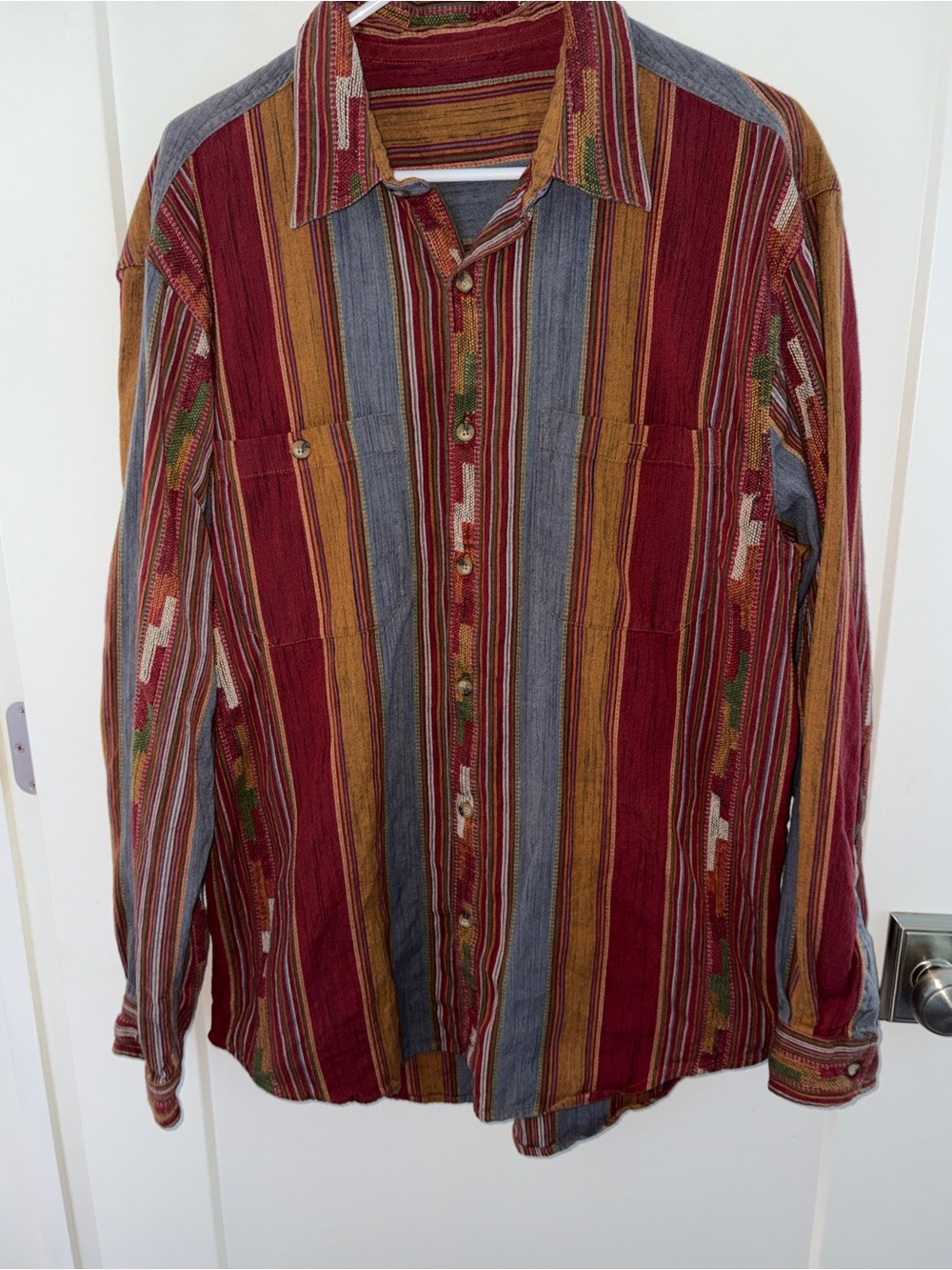 vintage The Territory Ahead woven Southwestern theme shirt sz L EUC LN